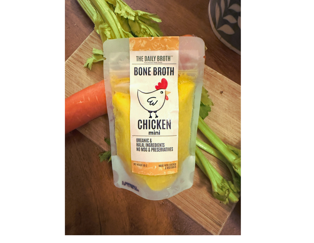 Organic Chicken Bone Broth Mini (80gm x 6 packs) - Frozen (RESTOCK EST 22 MARCH)